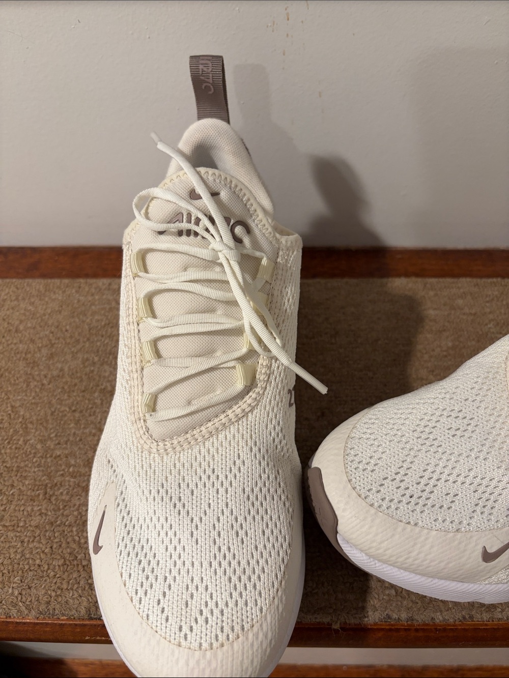 Nike Women’s Sneakers Cream Upper with Purple Heel - Picture 2 of 3